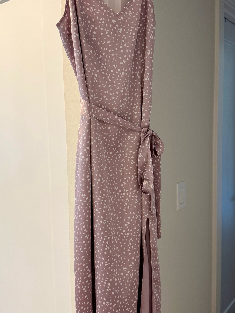 Abercrombie & Fitch Dusty Mauve Polka Dot Wrap Midi Dress